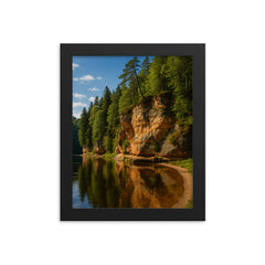 Gauja Sandstone Cliffs Latvia framed print on a plain backdrop in size 8"x10".