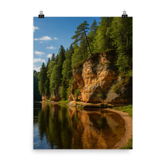 Gauja Sandstone Cliffs Latvia poster on a plain backdrop in size 8"x10".
