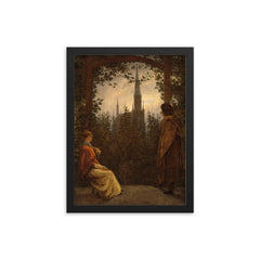 Gazebo in Greifswald by Caspar David Friedrich, 1818 framed print on a plain backdrop in size 12"x16".