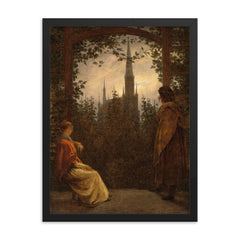 Gazebo in Greifswald by Caspar David Friedrich, 1818 framed print on a plain backdrop in size 18"x24".