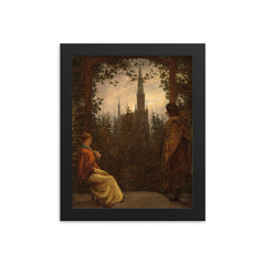 Gazebo in Greifswald by Caspar David Friedrich, 1818 framed print on a plain backdrop in size 8"x10".
