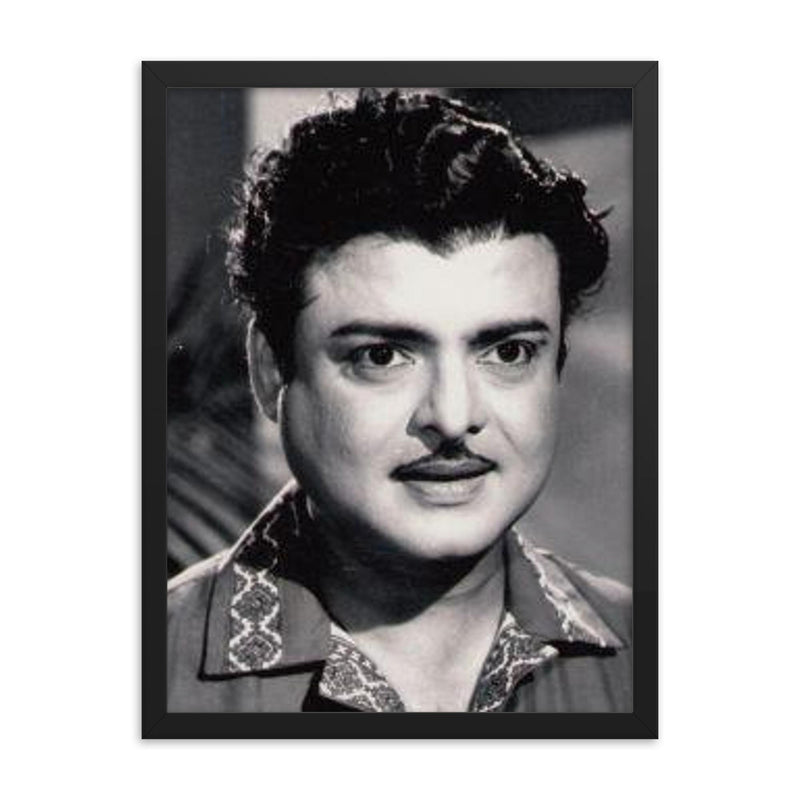 Gemini Ganesan framed print on a plain backdrop in size 18