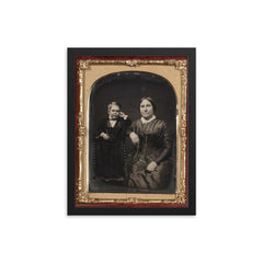 General Tom Thumb and His Mother, Circa 1853 framed print on a plain backdrop in size 12"x16".