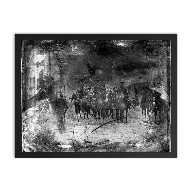 General Wool and Troops in Mexico, 1847 - Mexican American War framed print on a plain backdrop in size 18