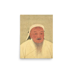 Genghis Khan poster on a plain backdrop in size 12"x16".