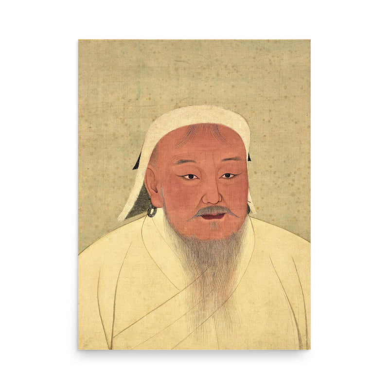 Genghis Khan poster on a plain backdrop in size 18