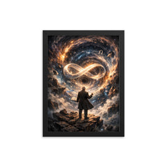 Georg Cantor confronting the infinite framed print on a plain backdrop in size 12"x16".
