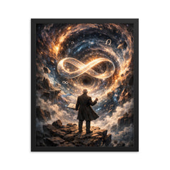 Georg Cantor confronting the infinite framed print on a plain backdrop in size 16"x20".