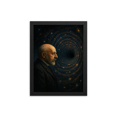 Georg Cantor staring into transfinite abyss framed print on a plain backdrop in size 12"x16".