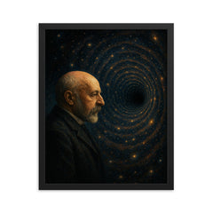 Georg Cantor staring into transfinite abyss framed print on a plain backdrop in size 16"x20".
