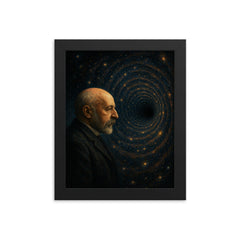 Georg Cantor staring into transfinite abyss framed print on a plain backdrop in size 8"x10".