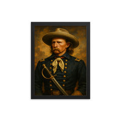 George Armstrong Custer framed print on a plain backdrop in size 12"x16".