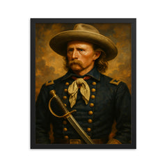 George Armstrong Custer framed print on a plain backdrop in size 16"x20".