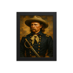 George Armstrong Custer framed print on a plain backdrop in size 8"x10".
