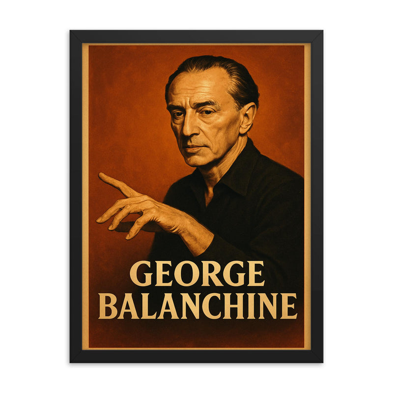 George Balanchine framed print on a plain backdrop in size 18