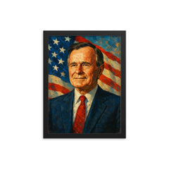 George H W Bush framed print on a plain backdrop in size 12"x16".