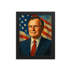 George H W Bush framed print on a plain backdrop in size 8"x10".