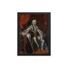 George II of Great Britain framed print on a plain backdrop in size 12"x16".