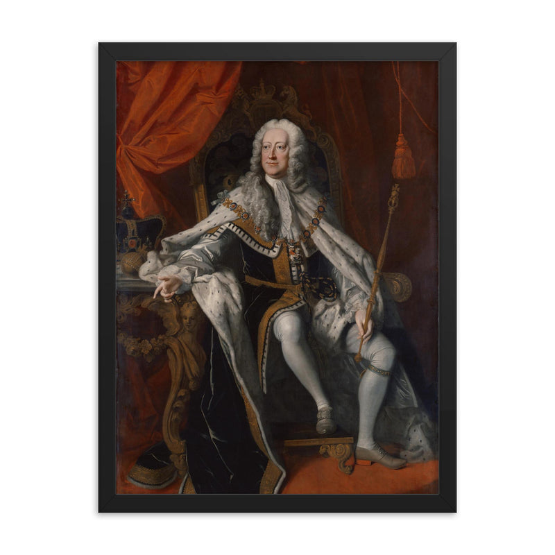 George II of Great Britain framed print on a plain backdrop in size 18