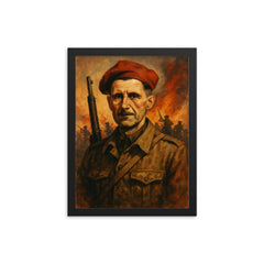 George Orwell in Spanish Civil War framed print on a plain backdrop in size 12"x16".
