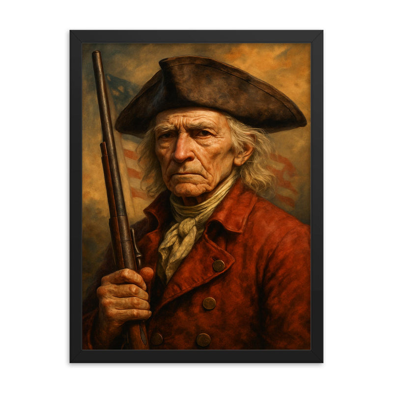 George Robert Twelves Hewes framed print on a plain backdrop in size 18