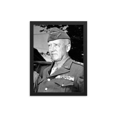 George S. Patton framed print on a plain backdrop in size 12"x16".