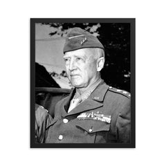 George S. Patton framed print on a plain backdrop in size 16"x20".