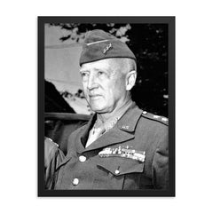 George S. Patton framed print on a plain backdrop in size 18"x24".