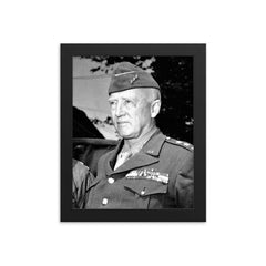 George S. Patton framed print on a plain backdrop in size 8"x10".