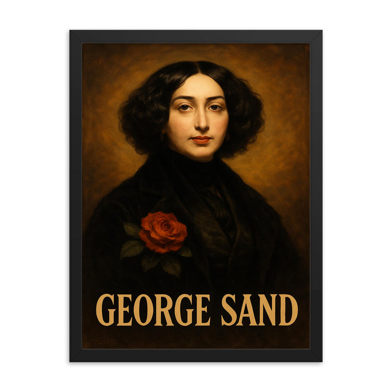 George Sand framed print on a plain backdrop in size 18