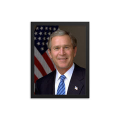 George W Bush Official Portrait framed print on a plain backdrop in size 12"x16".