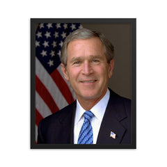 George W Bush Official Portrait framed print on a plain backdrop in size 16"x20".