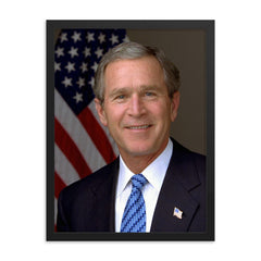 George W Bush Official Portrait framed print on a plain backdrop in size 18"x24".