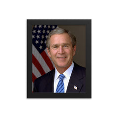 George W Bush Official Portrait framed print on a plain backdrop in size 8"x10".