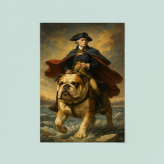 George Washington crossing the Delaware riding a giant bulldog poster 8