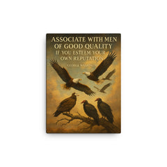 George Washington quote eagle choosing noble birds inspiring canvas print on a plain backdrop in size 12"x16".