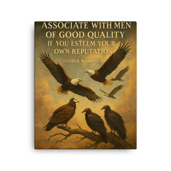 George Washington quote eagle choosing noble birds inspiring canvas print on a plain backdrop in size 16"x20".