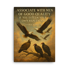 George Washington quote eagle choosing noble birds inspiring canvas print on a plain backdrop in size 18"x24".