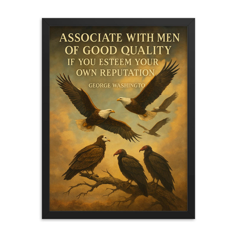 George Washington quote eagle choosing noble birds inspiring framed print on a plain backdrop in size 18