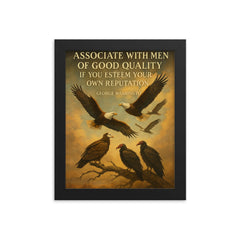 George Washington quote eagle choosing noble birds inspiring framed print on a plain backdrop in size 8"x10".