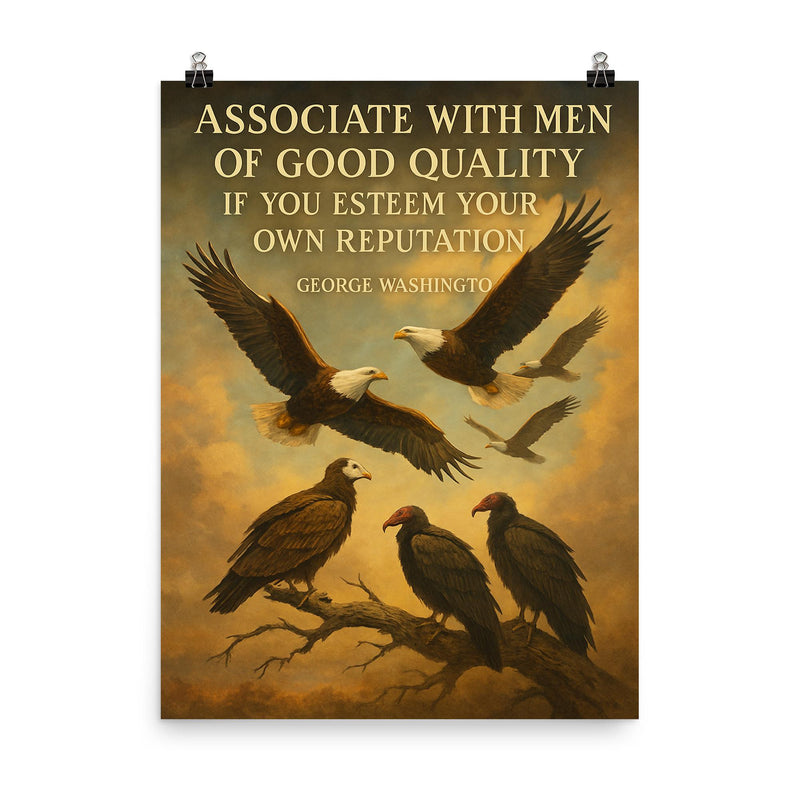 George Washington quote eagle choosing noble birds inspiring poster on a plain backdrop in size 8