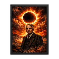 Georges Bataille before solar eclipse blaze framed print on a plain backdrop in size 18"x24".