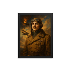 Georges Guynemer framed print on a plain backdrop in size 12"x16".
