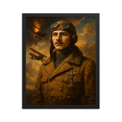 Georges Guynemer framed print on a plain backdrop in size 16"x20".