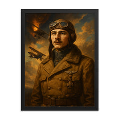 Georges Guynemer framed print on a plain backdrop in size 18"x24".