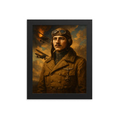 Georges Guynemer framed print on a plain backdrop in size 8"x10".