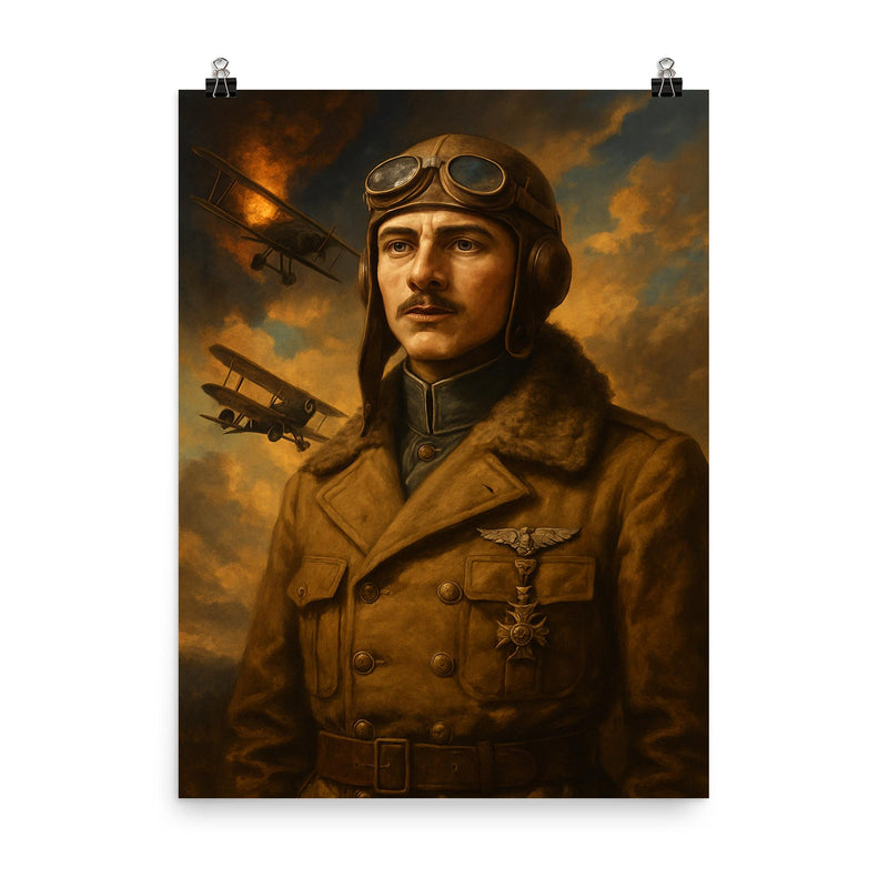 Georges Guynemer poster on a plain backdrop in size 8