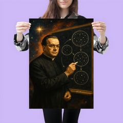 Georges Lemaitre before expanding cosmos diagrams poster 3