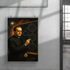 Georges Lemaitre before expanding cosmos diagrams poster 4