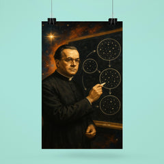 Georges Lemaitre before expanding cosmos diagrams poster 6